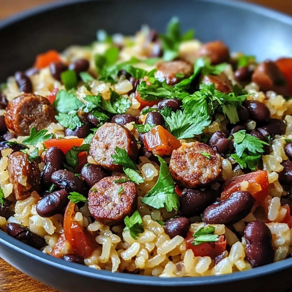 Black Beans, Sausage and Rice Skillet