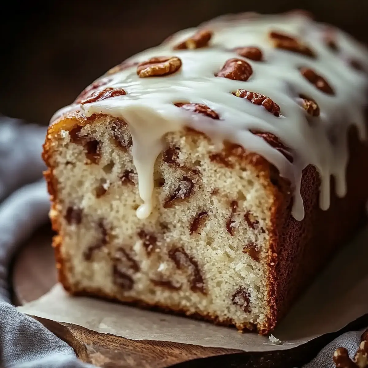 Butter Pecan Cake Loaf with Cream Cheese Icing