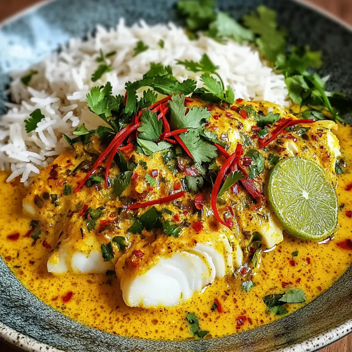Coconut Lime Fish Curry with Jasmine Rice