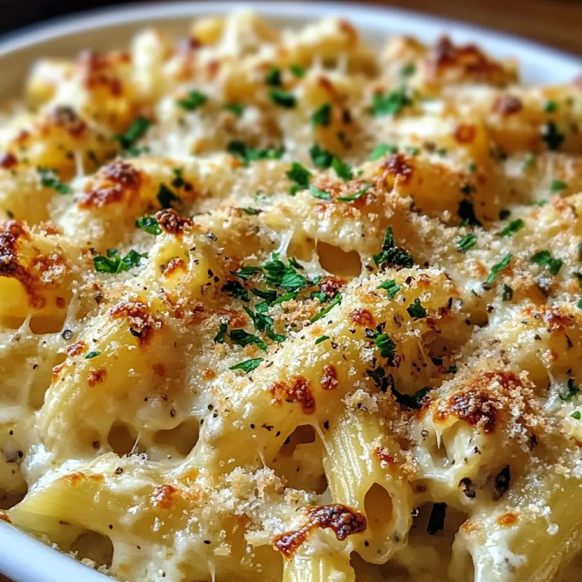 Creamy Garlic Parmesan Pasta Bake