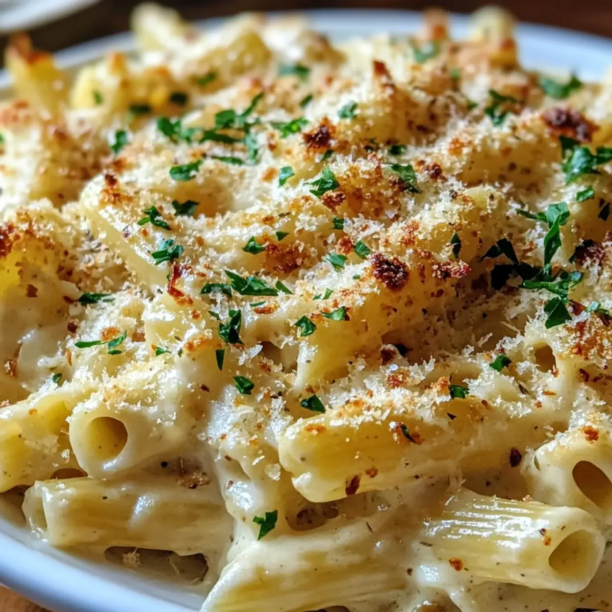 Creamy Garlic Parmesan Pasta Bake