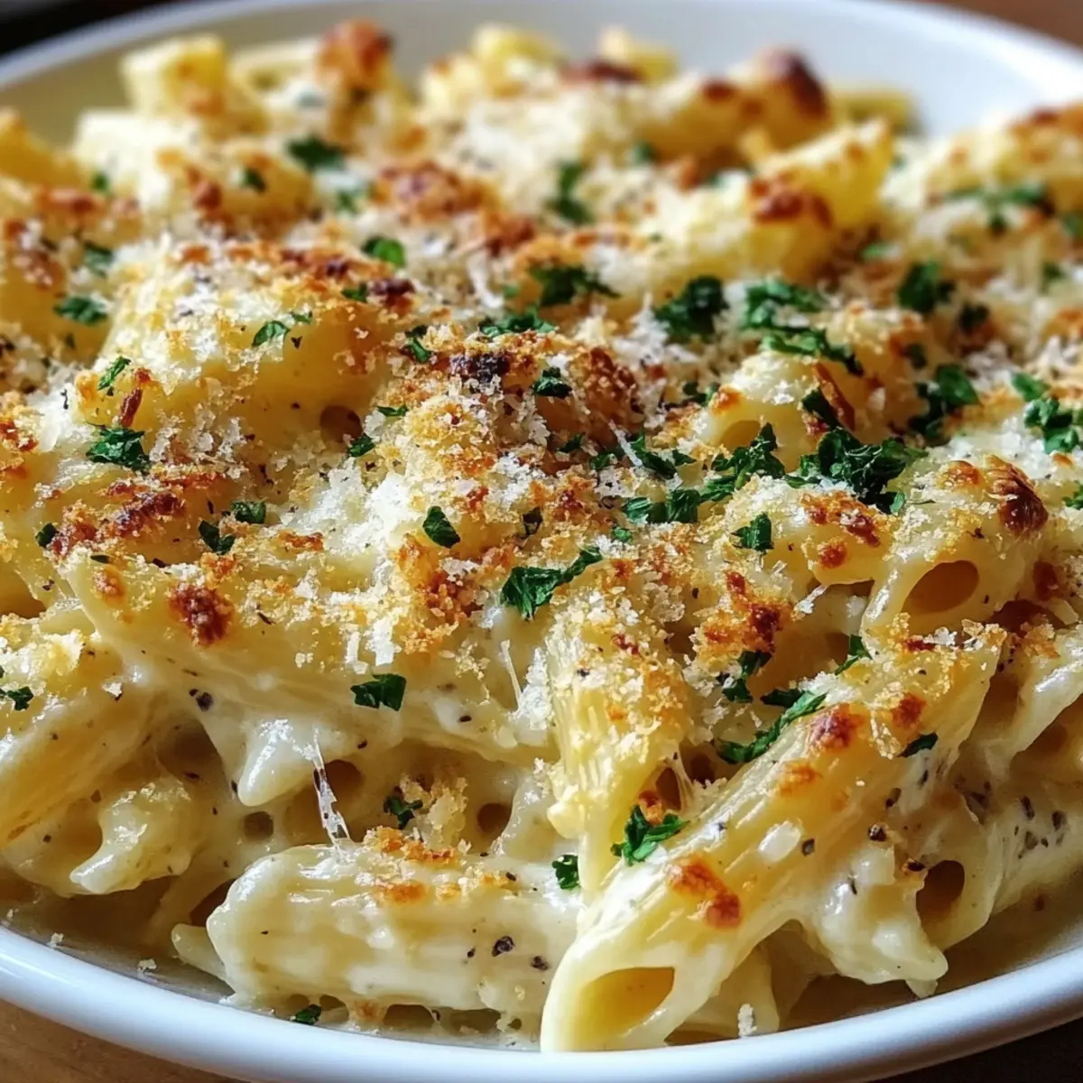 Creamy Garlic Parmesan Pasta Bake