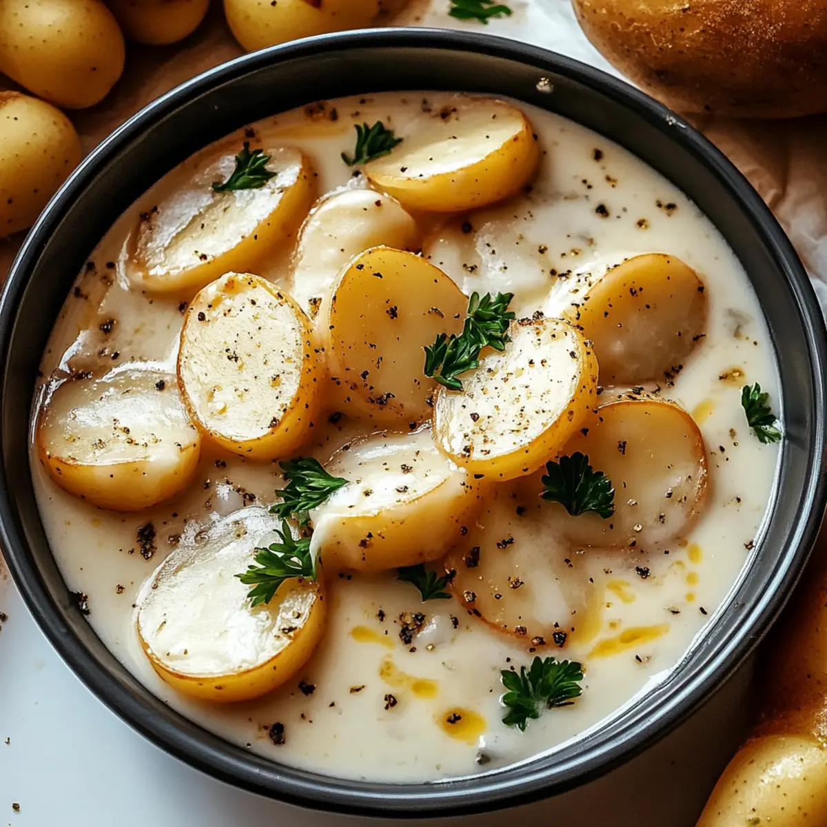 Creamy Garlic Sauce Baby Potatoes