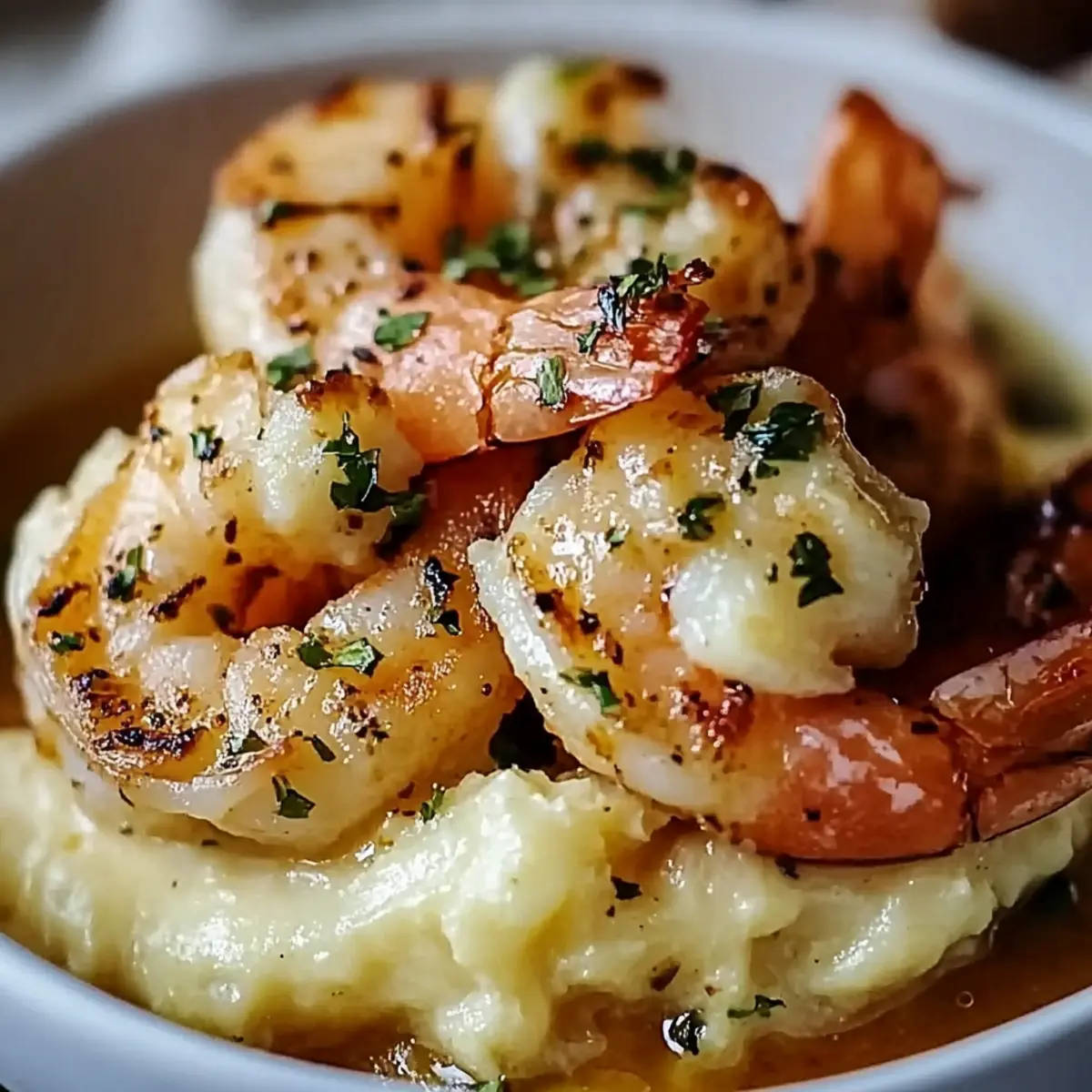 Creamy Garlic Shrimp Over Mashed Potatoes
