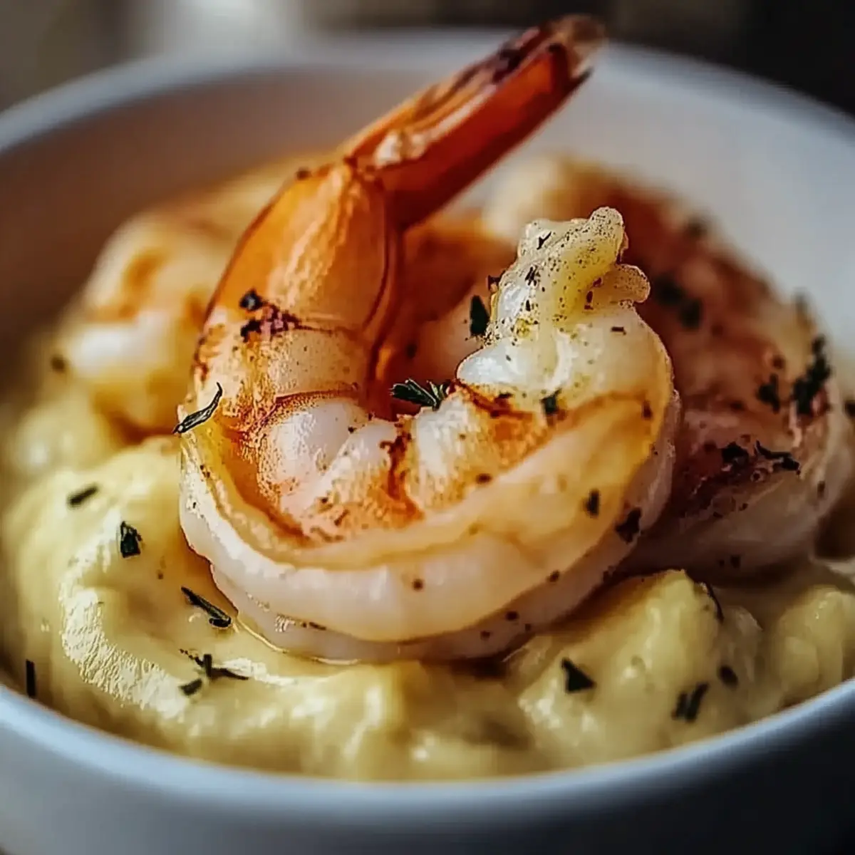 Creamy Garlic Shrimp Over Mashed Potatoes