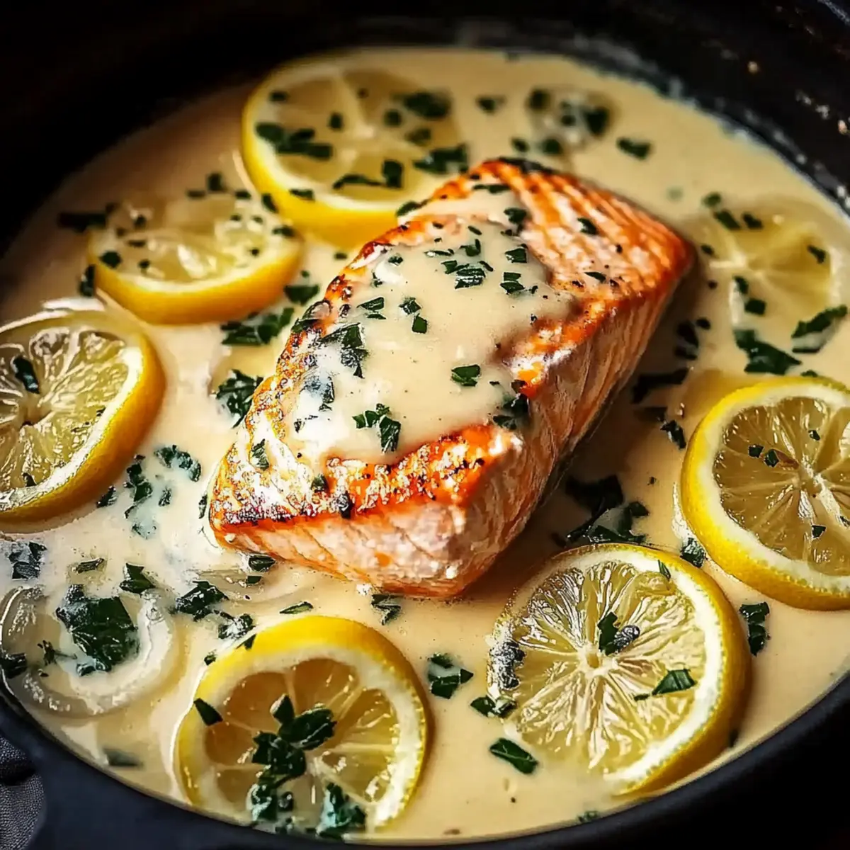 Creamy Lemon Garlic Salmon Piccata