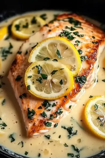 Creamy Lemon Garlic Salmon Piccata