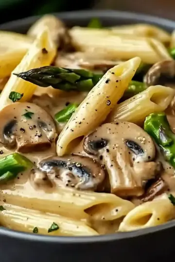 Creamy Mushroom & Asparagus Chicken Penne