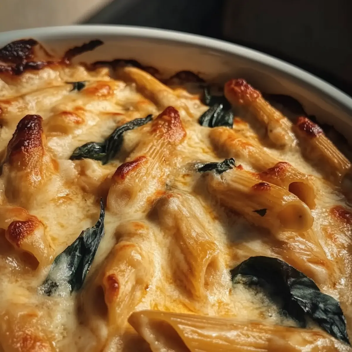 Creamy Pesto Chicken Pasta Bake