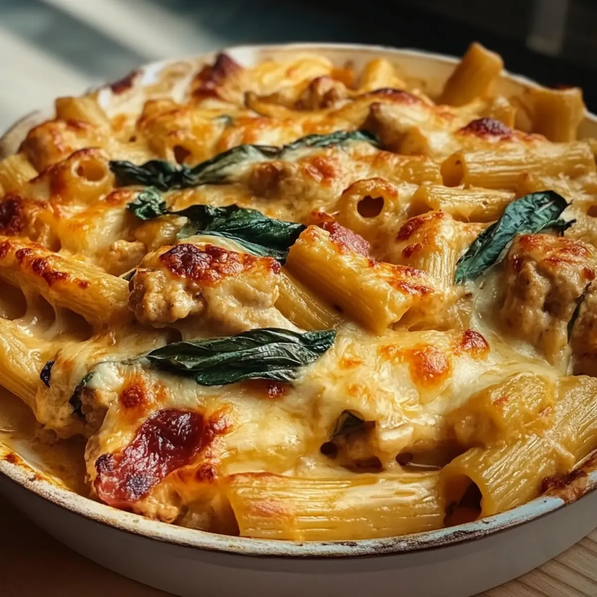 Creamy Pesto Chicken Pasta Bake
