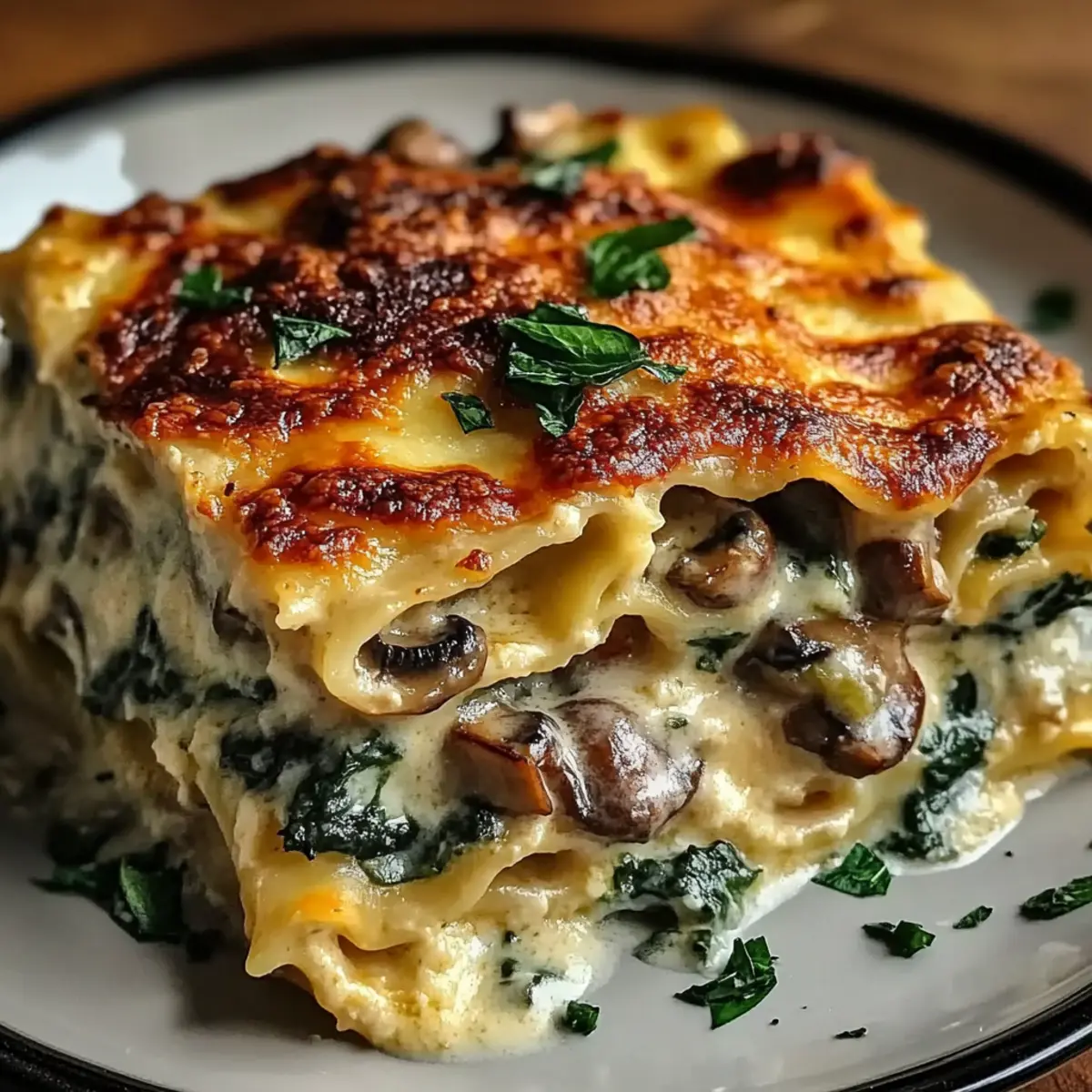 Creamy Spinach Mushroom Lasagna