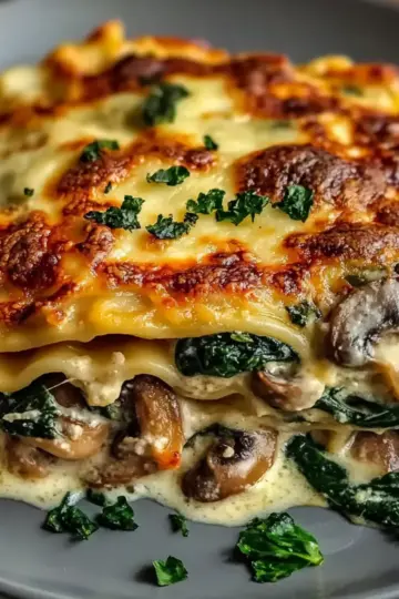 Creamy Spinach Mushroom Lasagna