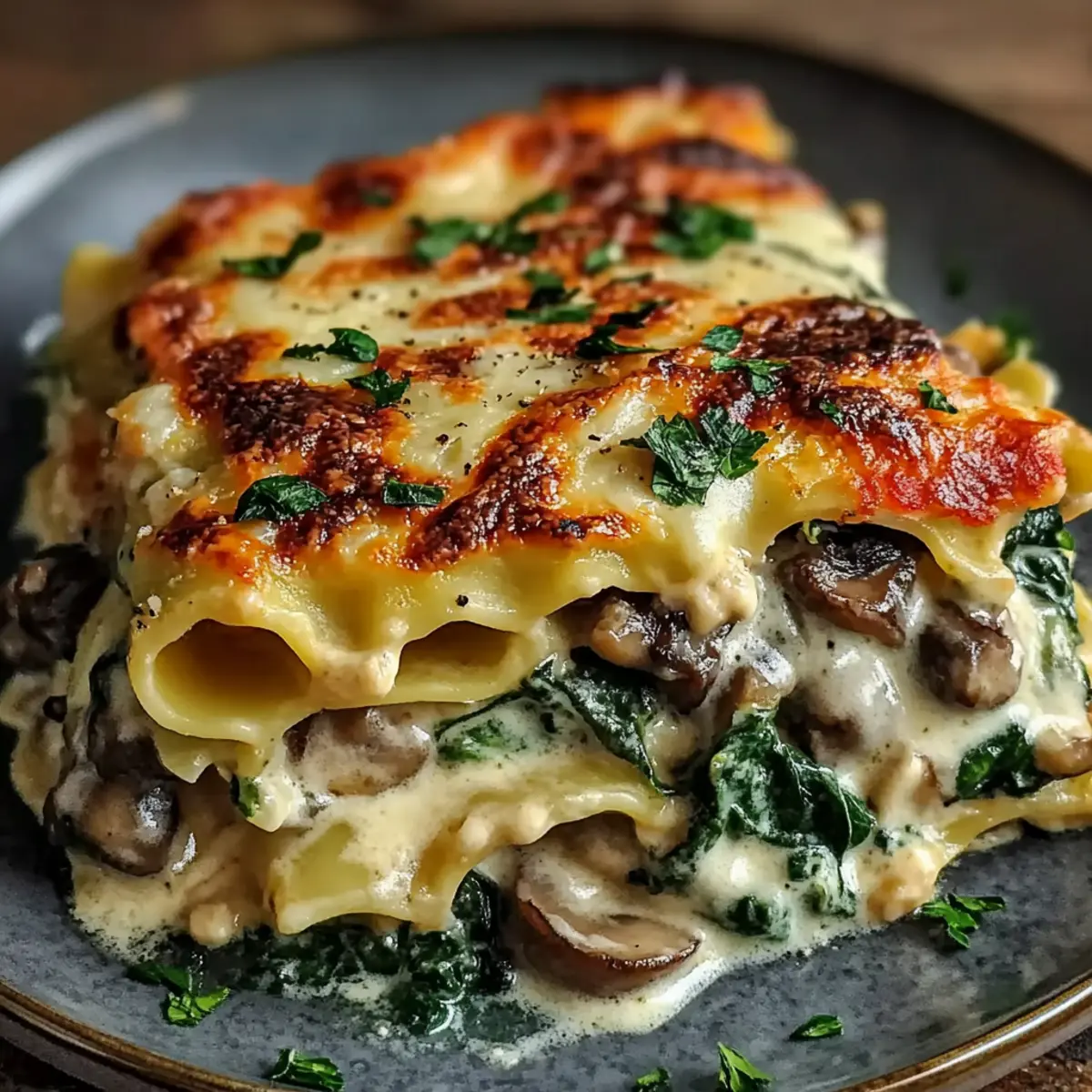 Creamy Spinach Mushroom Lasagna