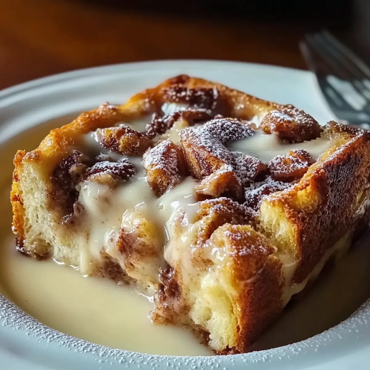 Festive Cinnamon Swirl Eggnog Bread Pudding