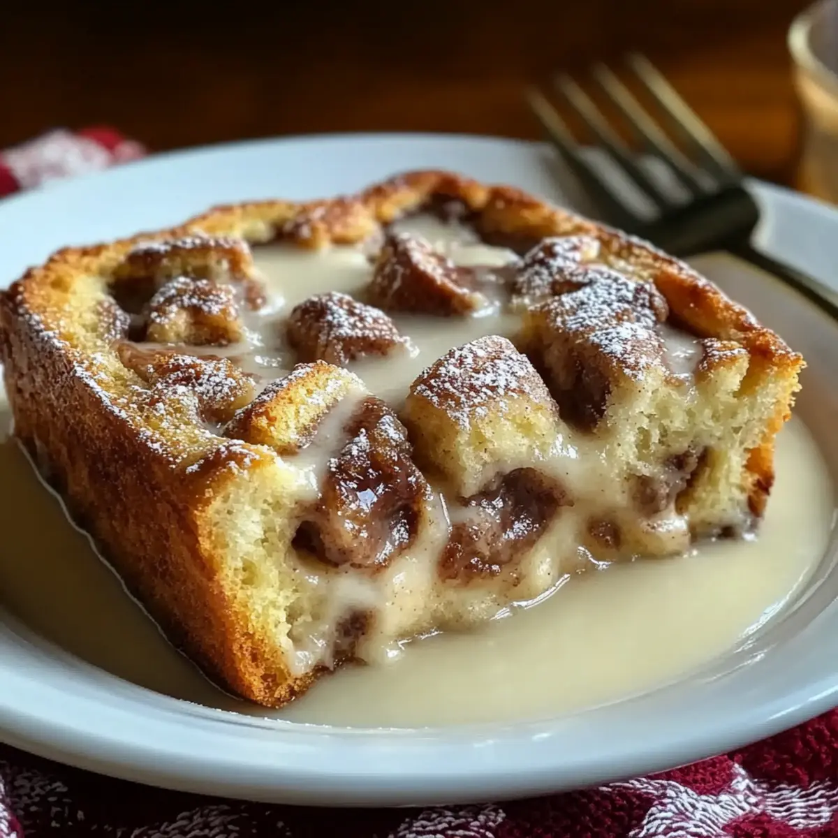 Festive Cinnamon Swirl Eggnog Bread Pudding