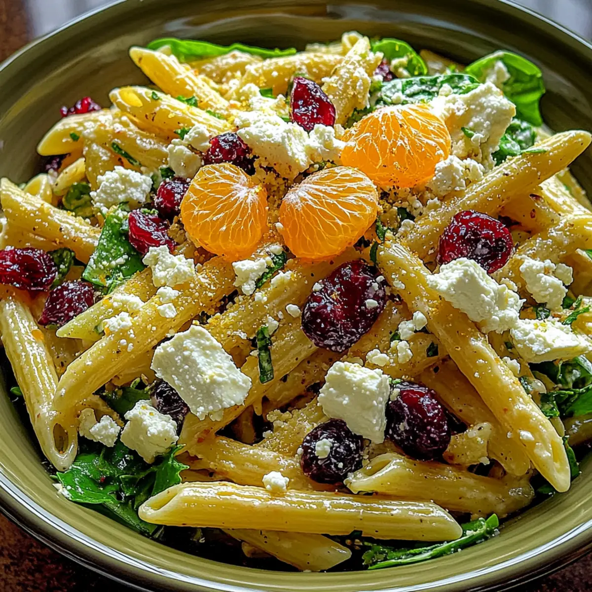 Feta & Cranberry Penne Salad with Orange Vinaigrette