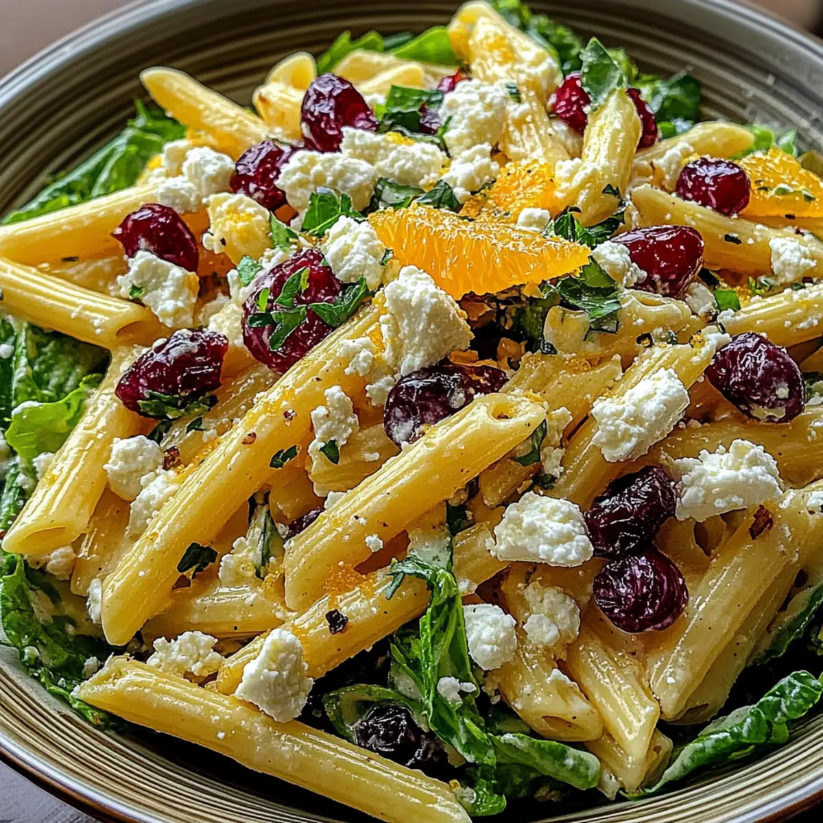 Feta & Cranberry Penne Salad with Orange Vinaigrette
