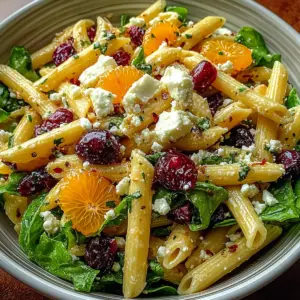 Feta & Cranberry Penne Salad with Orange Vinaigrette