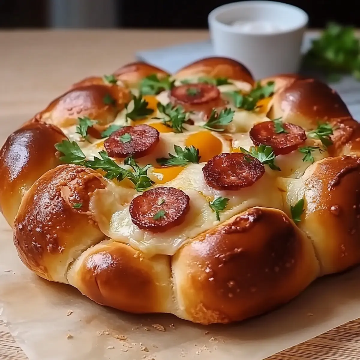 Flower Buns with Cheese and Sausage