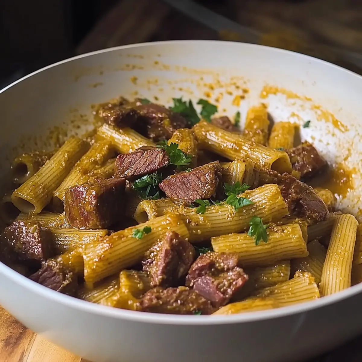 Garlic Butter Steak Rigatoni