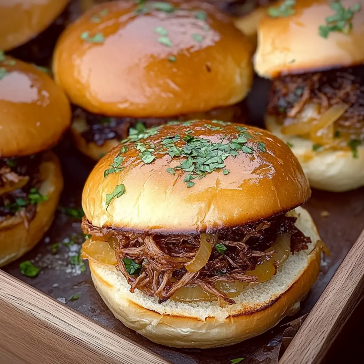 Garlic Pulled Beef Sliders