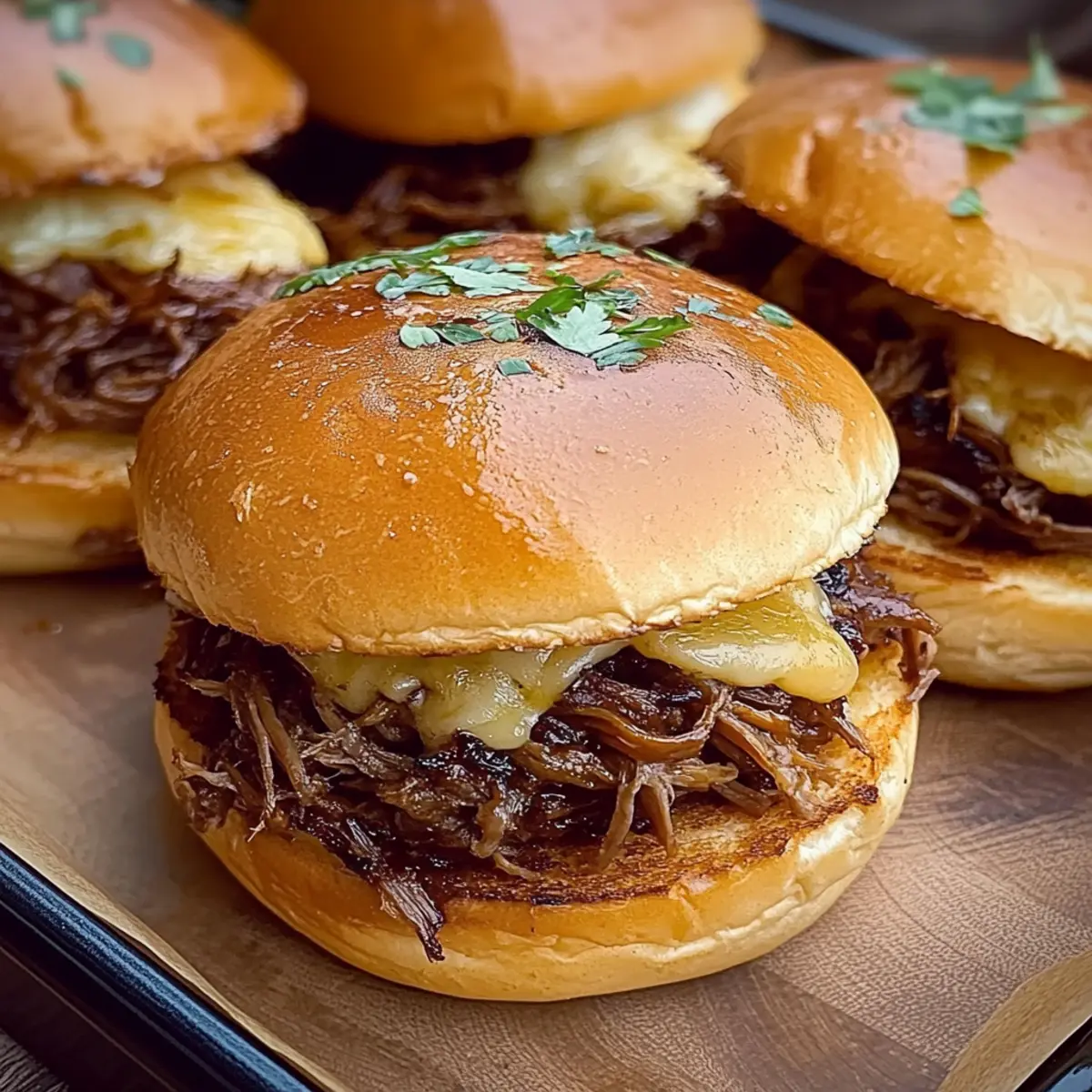Garlic Pulled Beef Sliders
