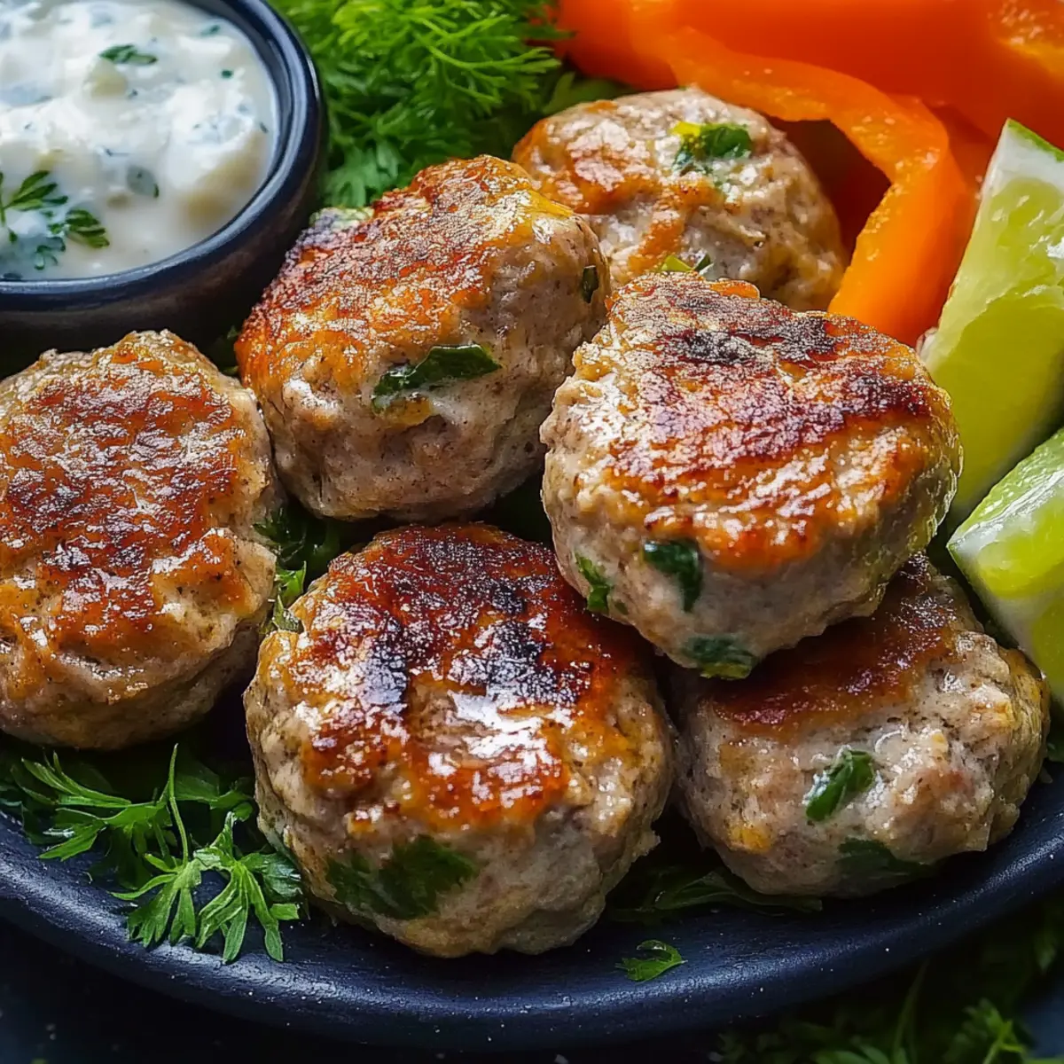 Greek Turkey Meatballs with Tzatziki