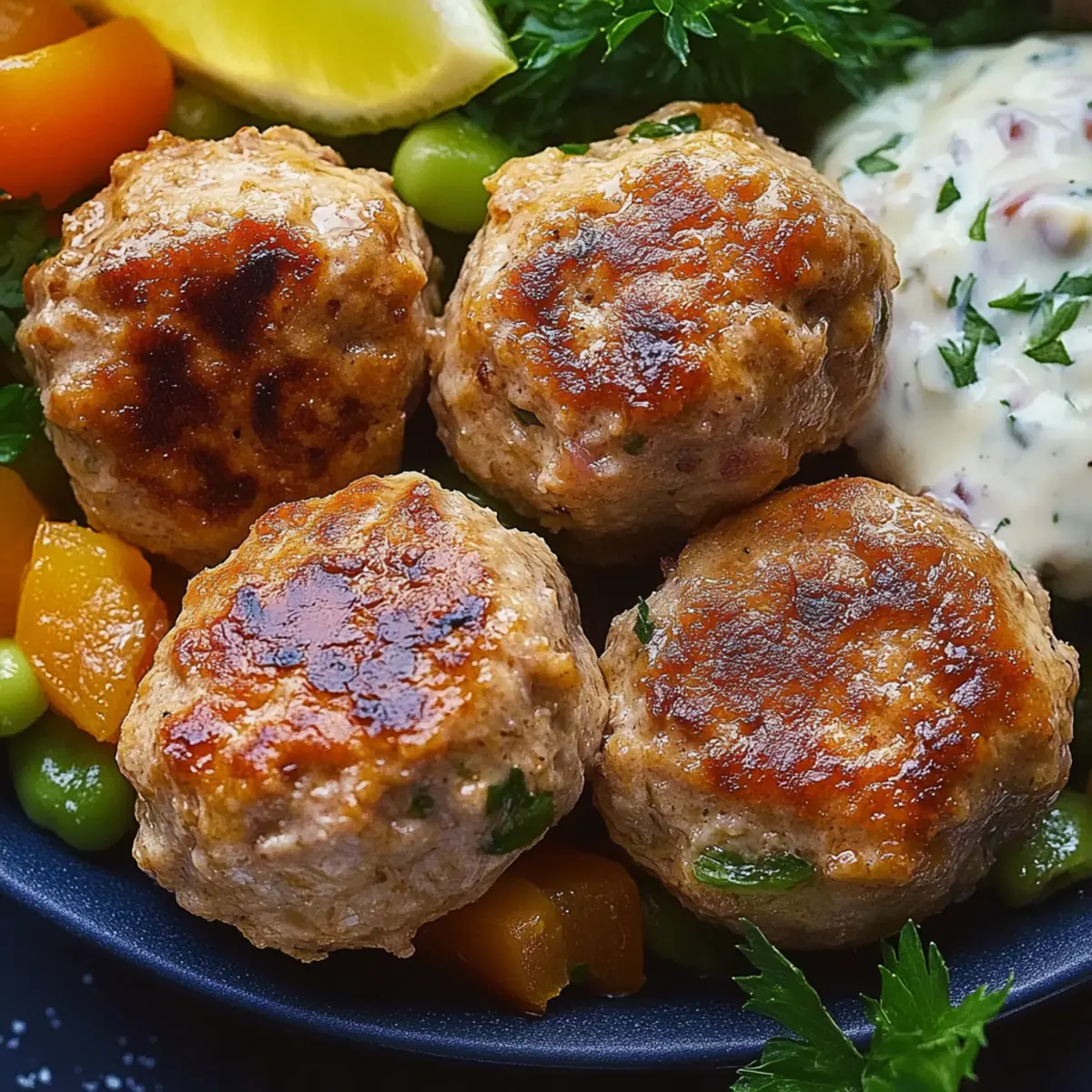 Greek Turkey Meatballs with Tzatziki