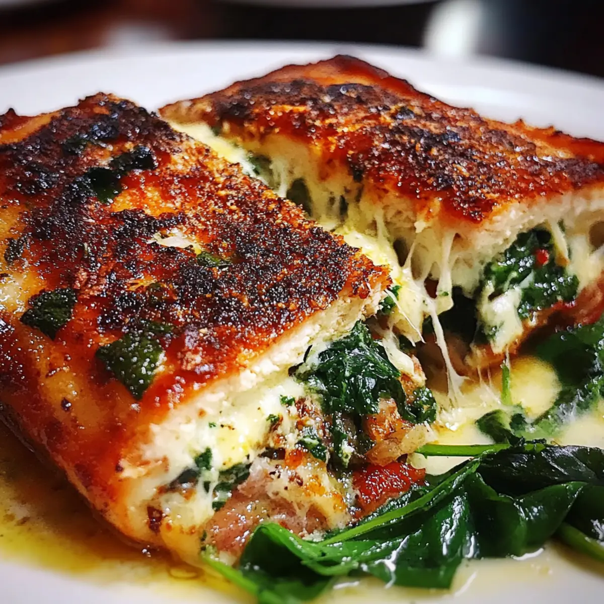 Healthy Blackened Salmon with Spinach & Parmesan Filling