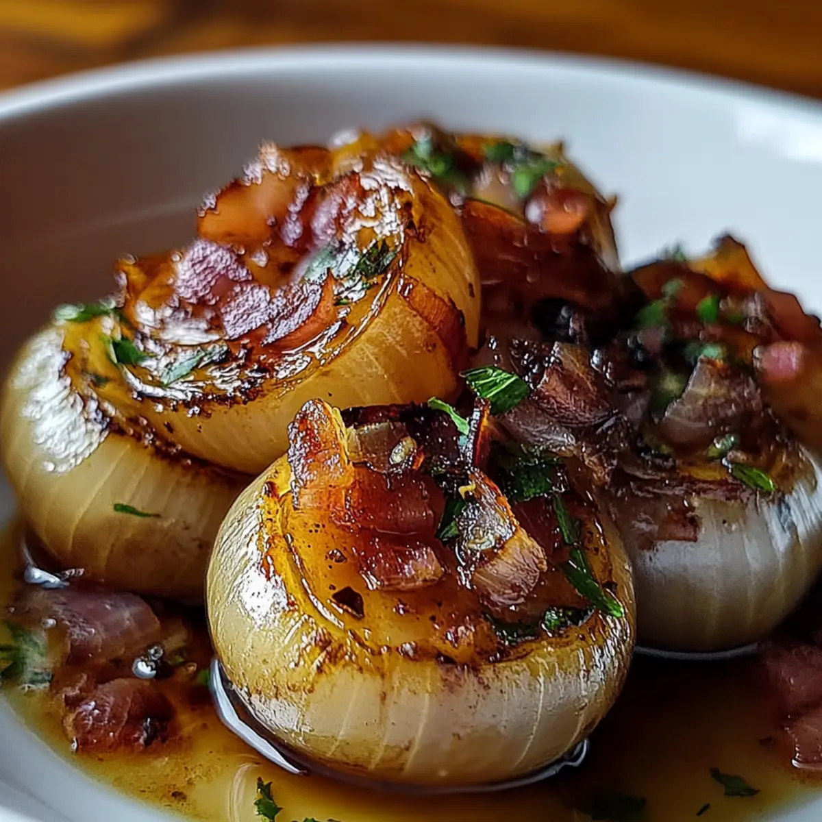 Honey-Glazed Shallots with Crispy Bacon