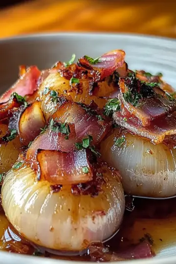 Honey-Glazed Shallots with Crispy Bacon