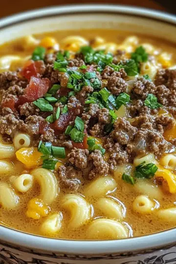 Mac & Cheese Burger Soup