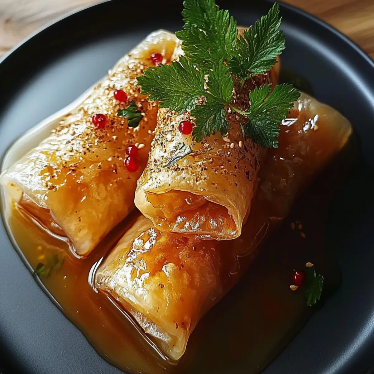 Oven Fried Feta Rolls with Chili Honey