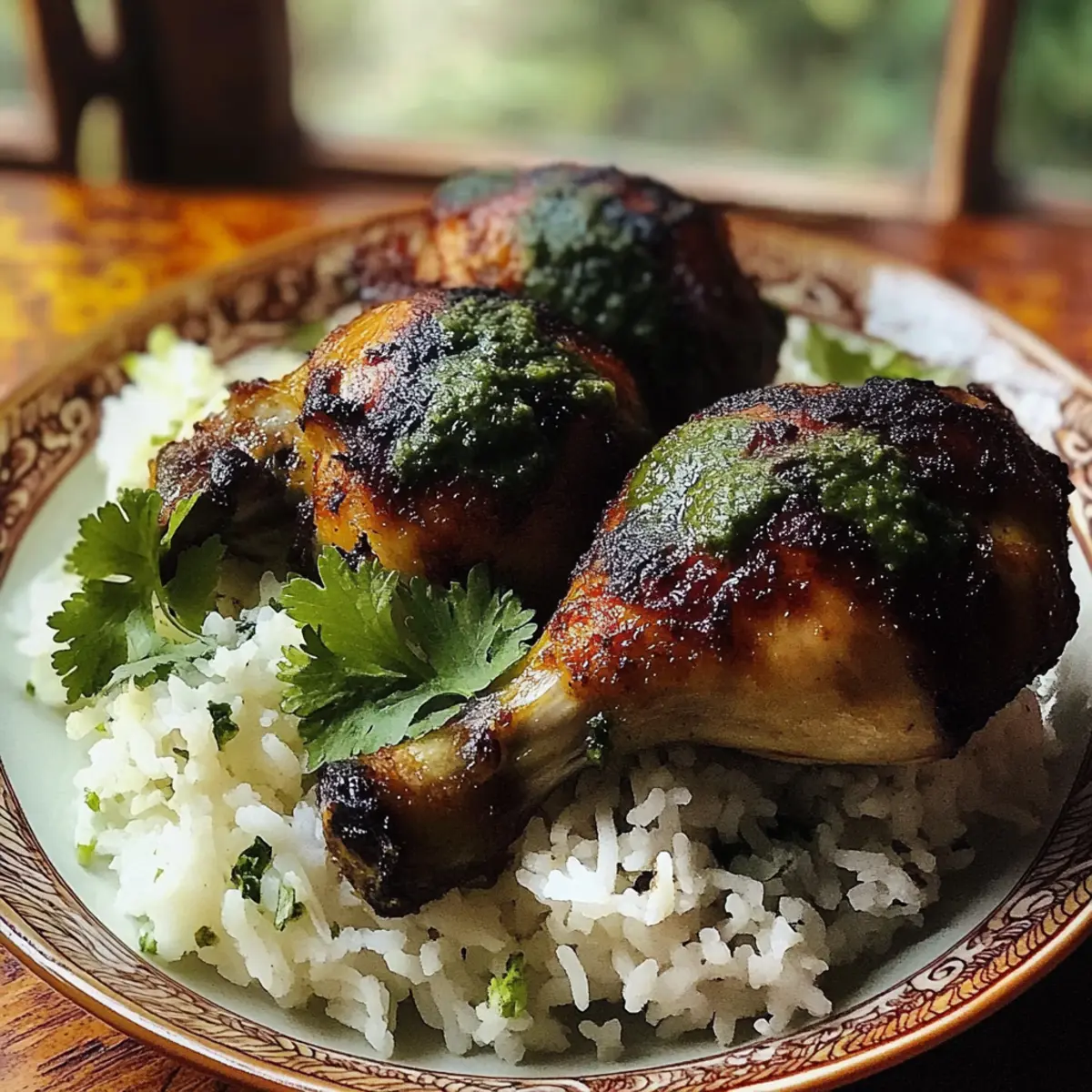 Peruvian Chicken and Rice with Green Sauce