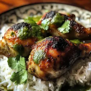 Peruvian Chicken and Rice with Green Sauce