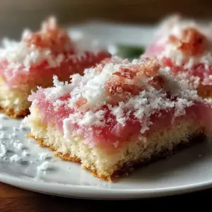 Pink Coconut Snowball Cake Bars