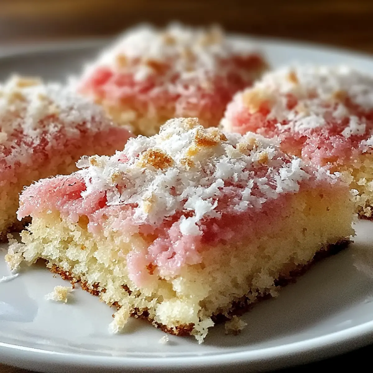 Pink Coconut Snowball Cake Bars