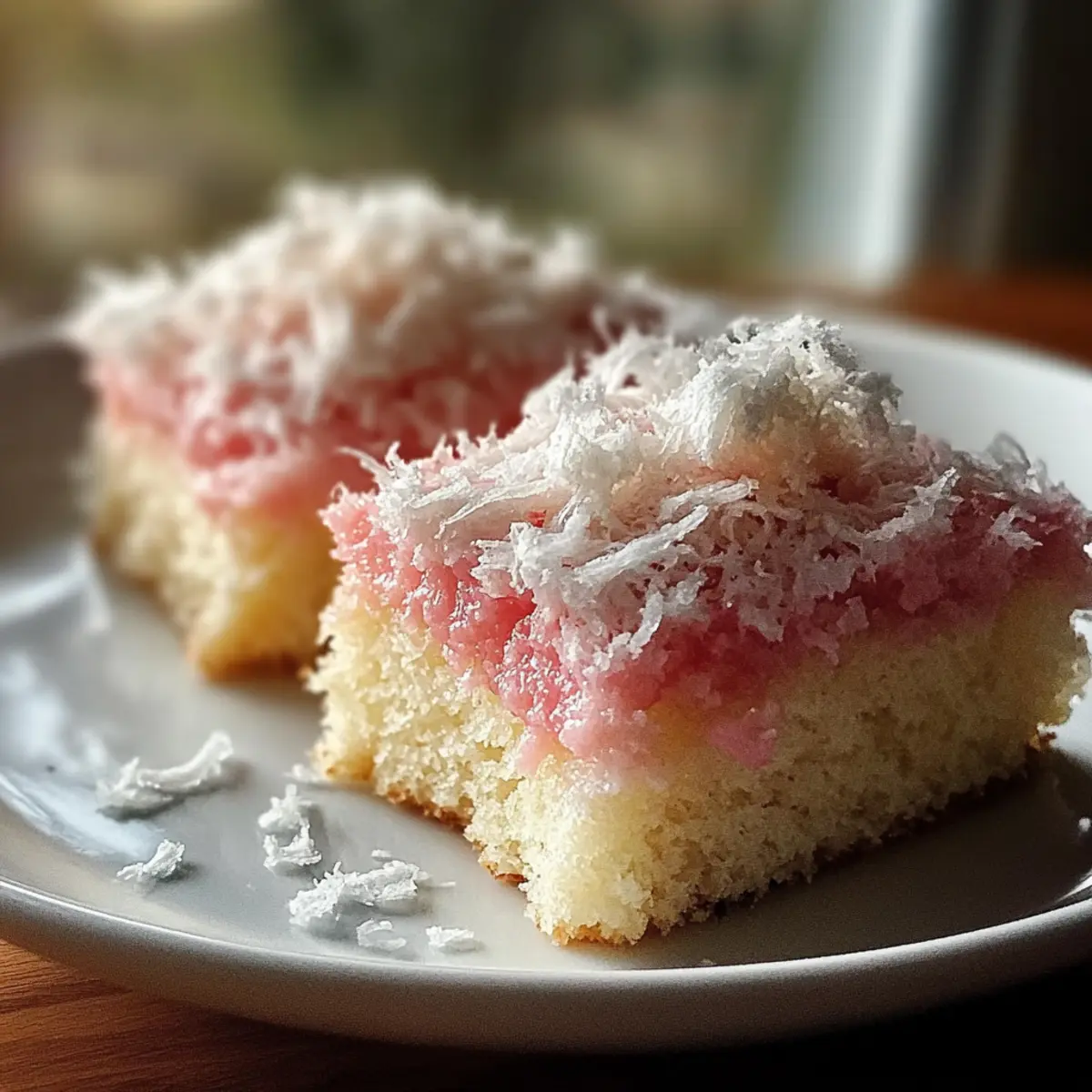 Pink Coconut Snowball Cake Bars