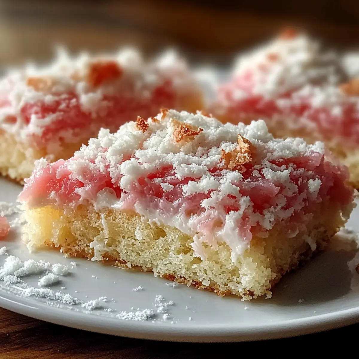 Pink Coconut Snowball Cake Bars