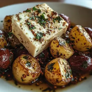 Roasted Potatoes with Baked Feta and Garlic