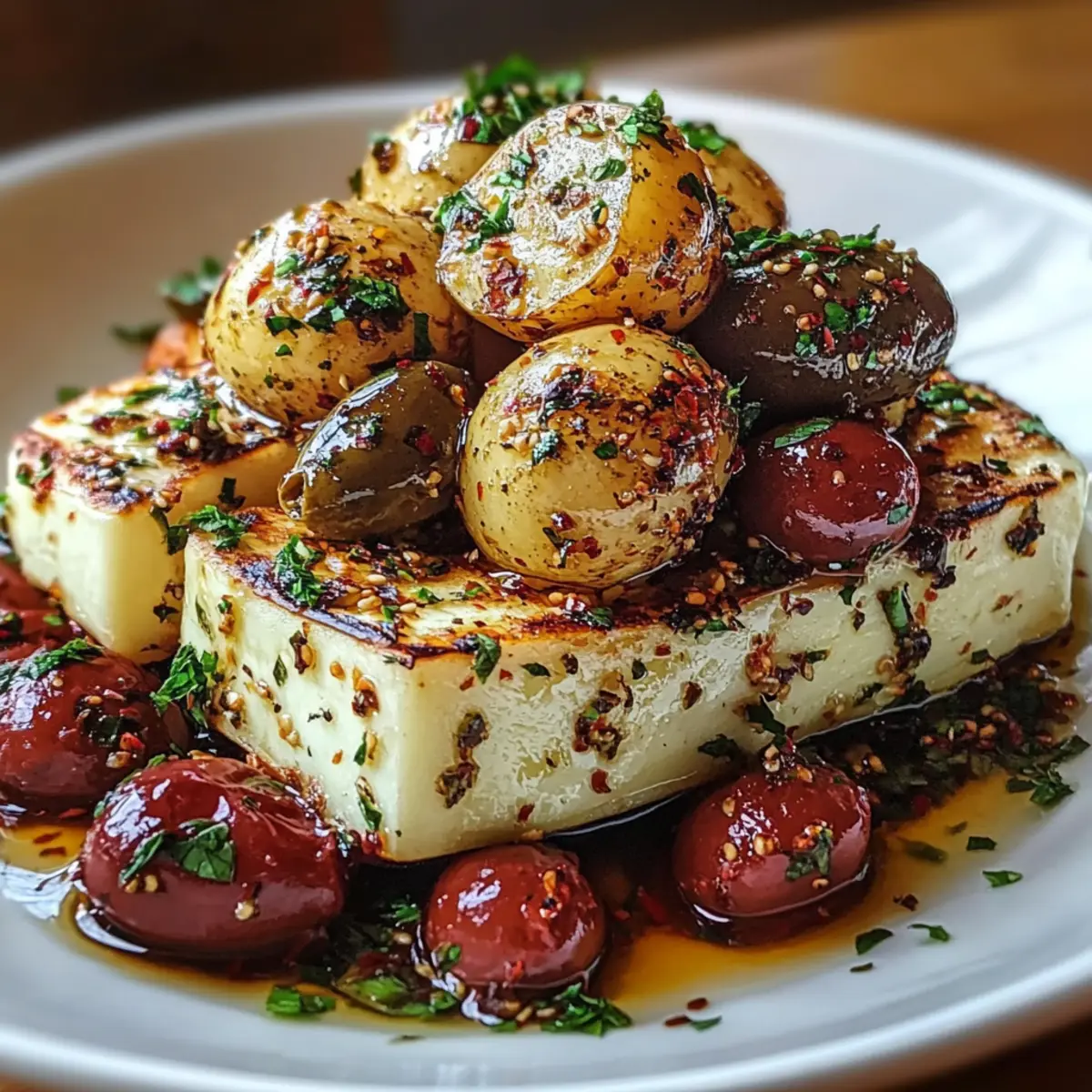 Roasted Potatoes with Baked Feta and Garlic