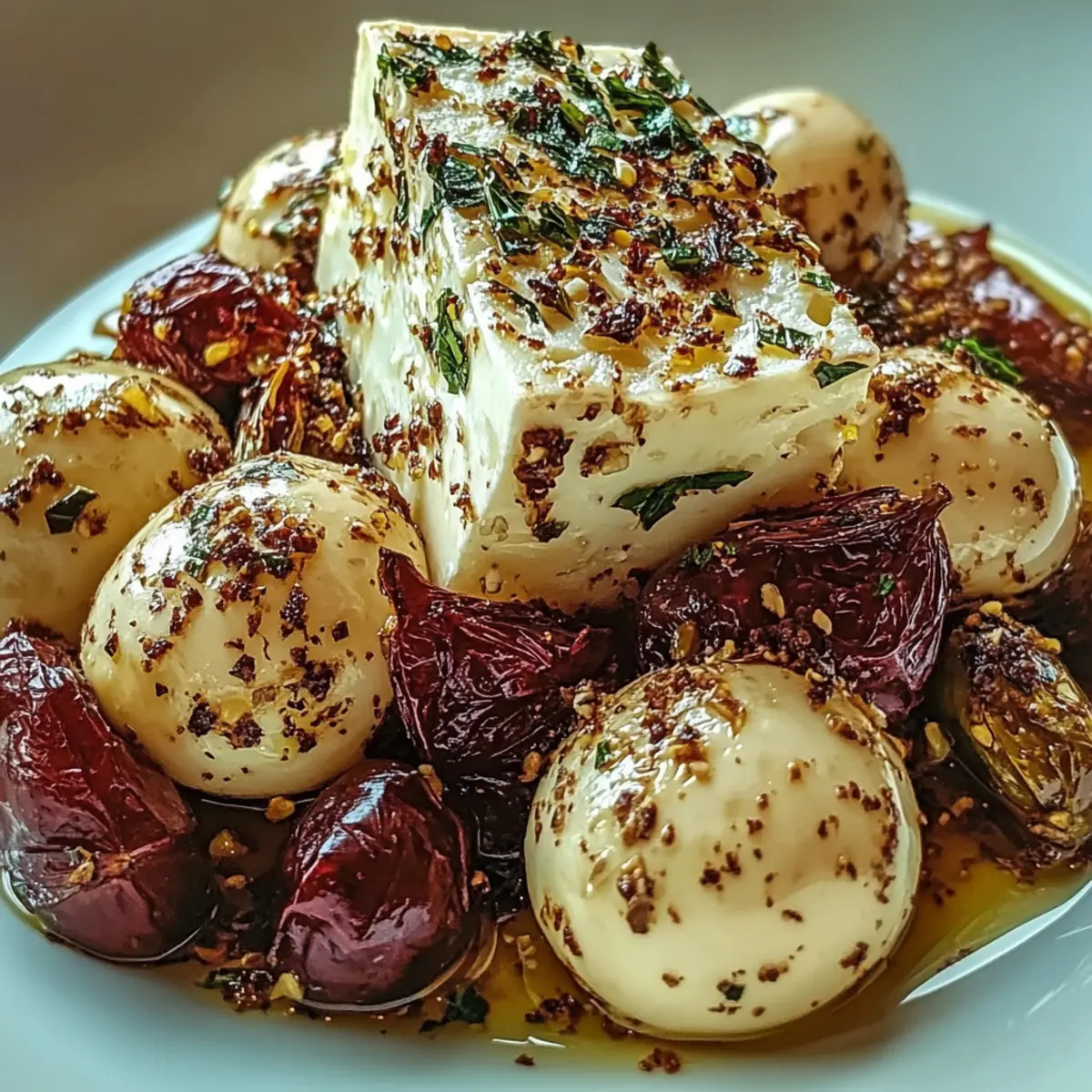 Roasted Potatoes with Baked Feta and Garlic