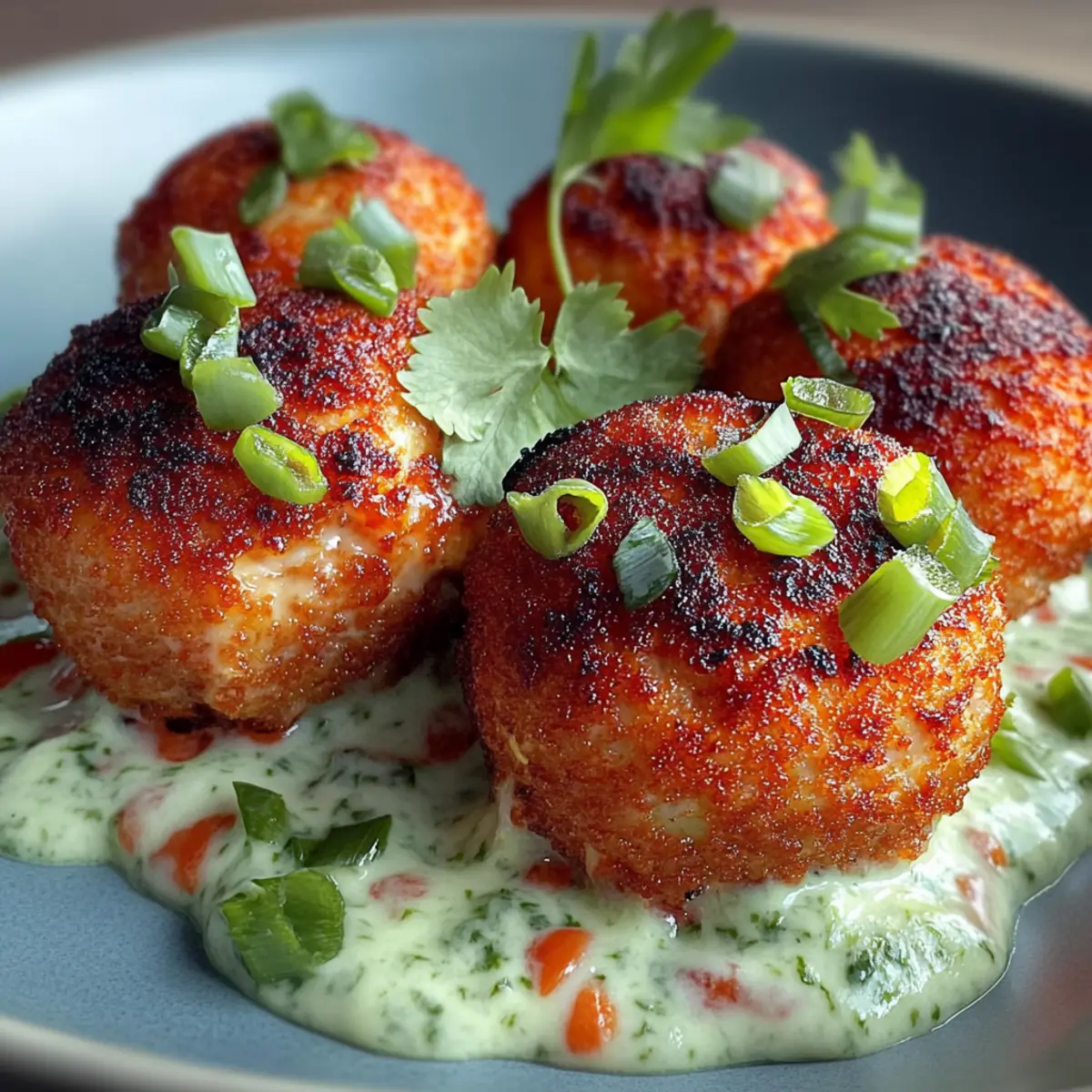 Salmon Balls with Creamy Avocado Sauce