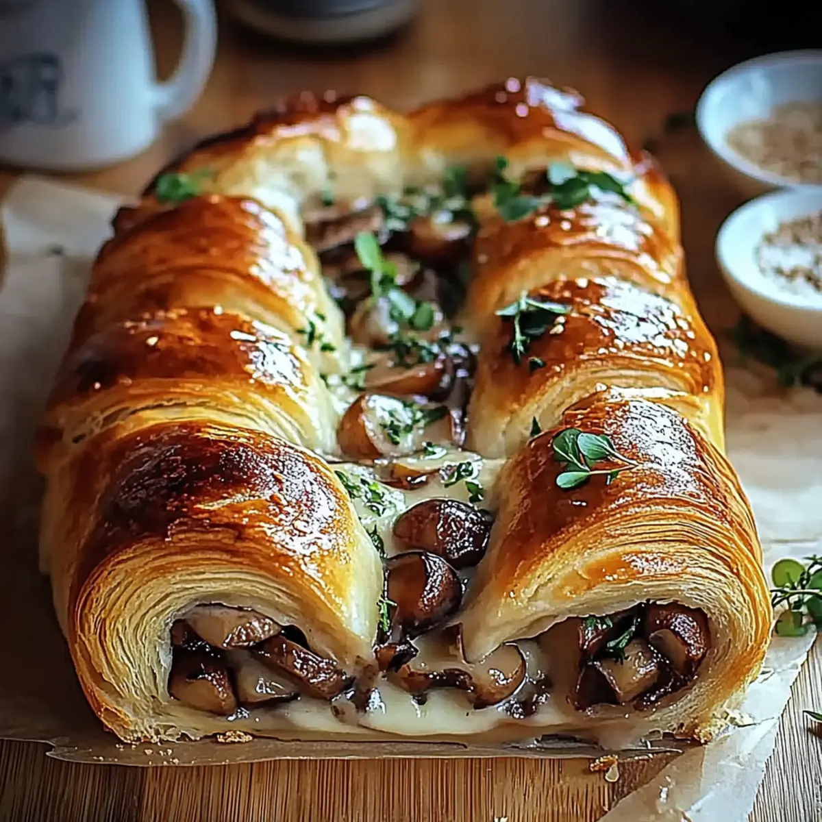 Savory Mushroom & Gruyère Puff Pastry Braid