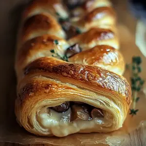 Savory Mushroom & Gruyère Puff Pastry Braid