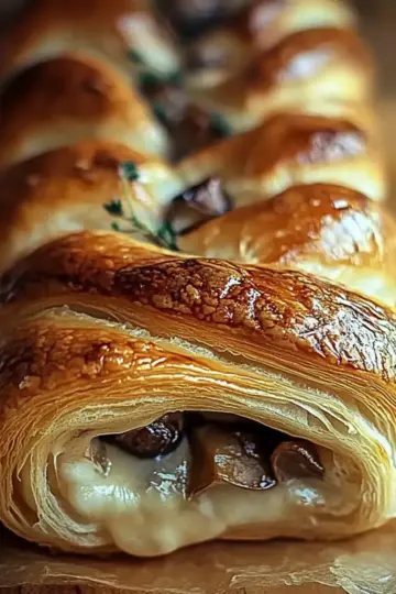 Savory Mushroom & Gruyère Puff Pastry Braid