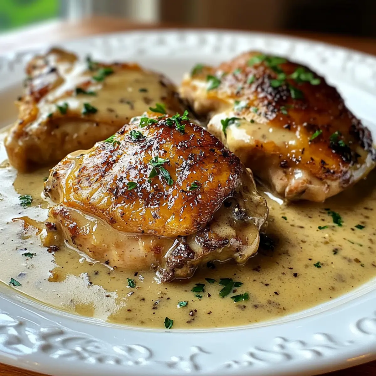 Smothered Chicken Thighs in Creamy Gravy
