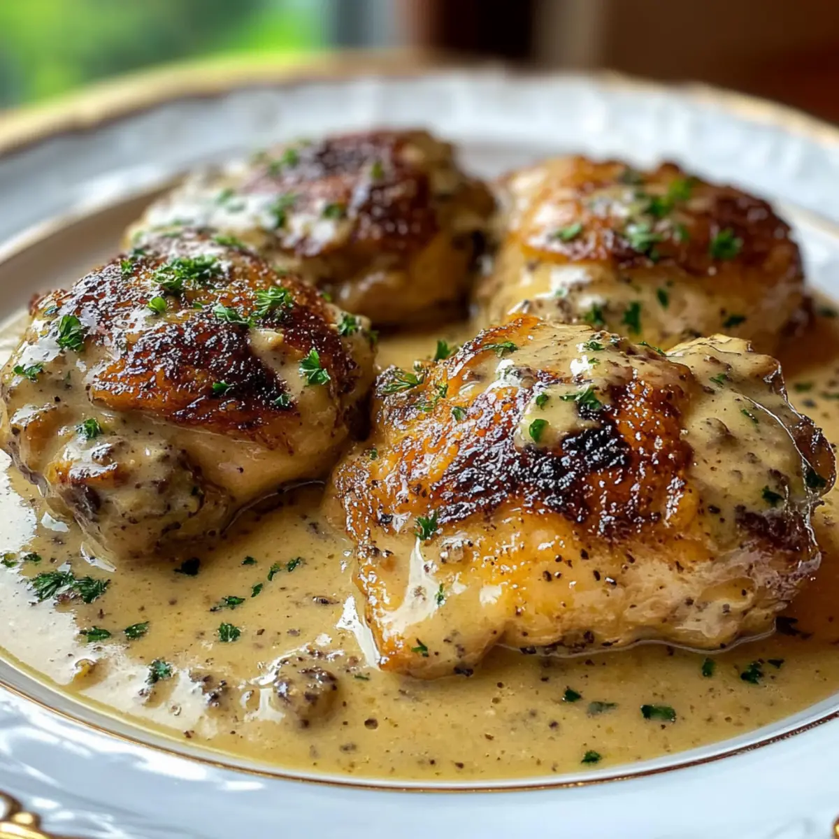 Smothered Chicken Thighs in Creamy Gravy