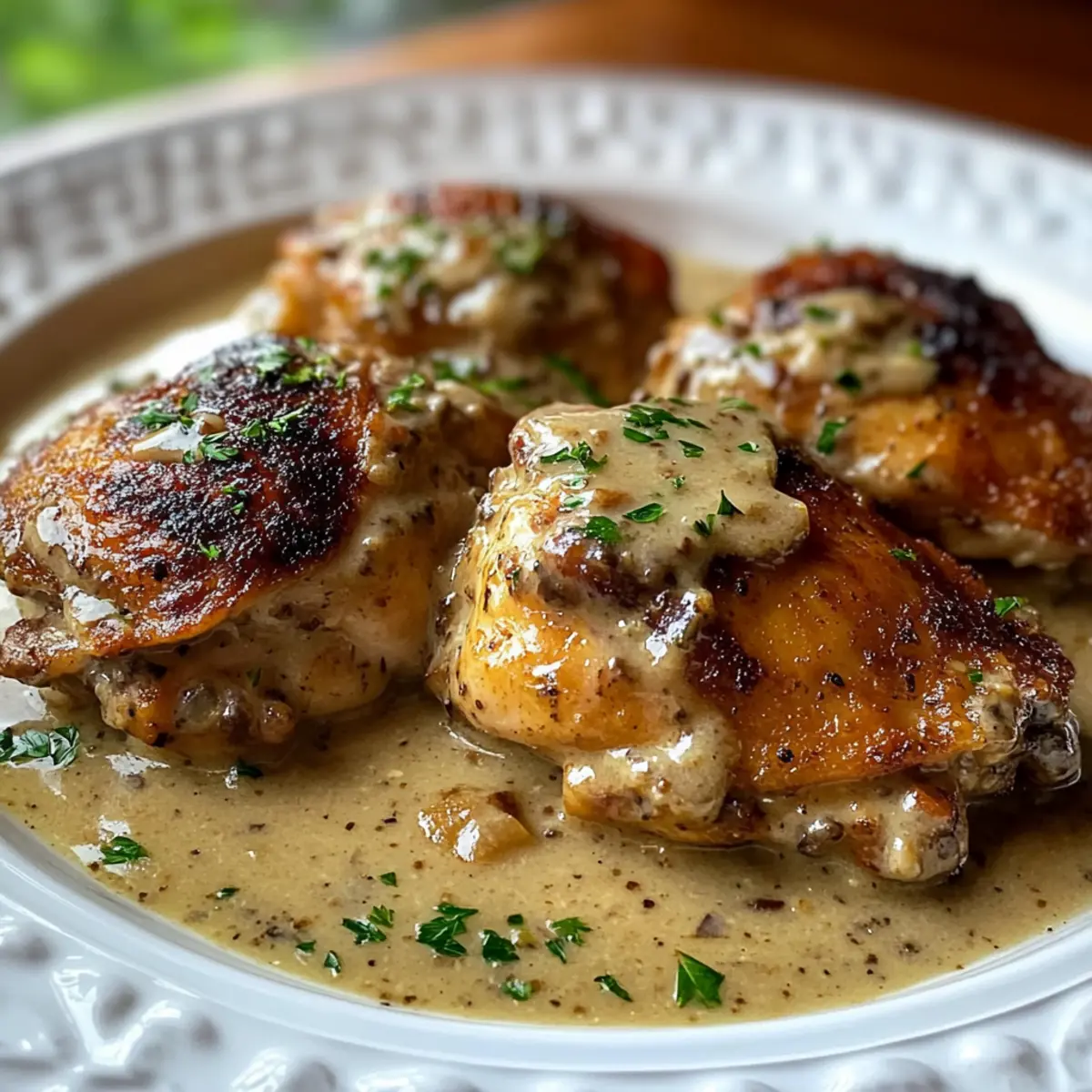 Smothered Chicken Thighs in Creamy Gravy