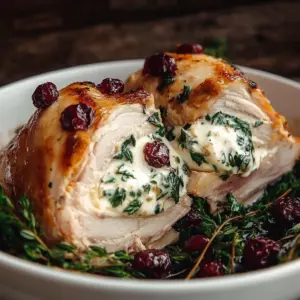 Spinach & Cranberry Stuffed Chicken Breasts